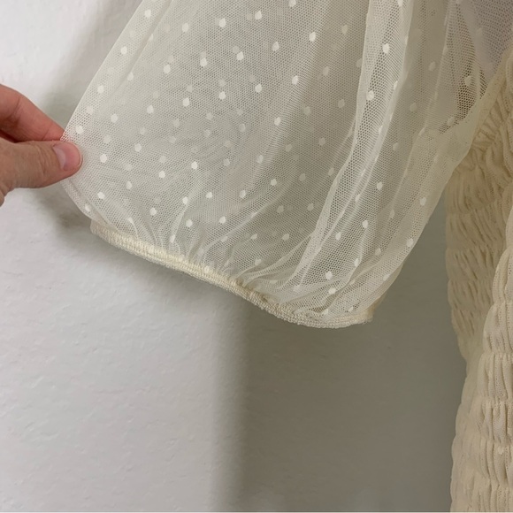 Torrid Mesh Swiss Dot Smocked Top Women’s 3X Sheer Puff Sleeves Coquette Cottage - Picture 10 of 17